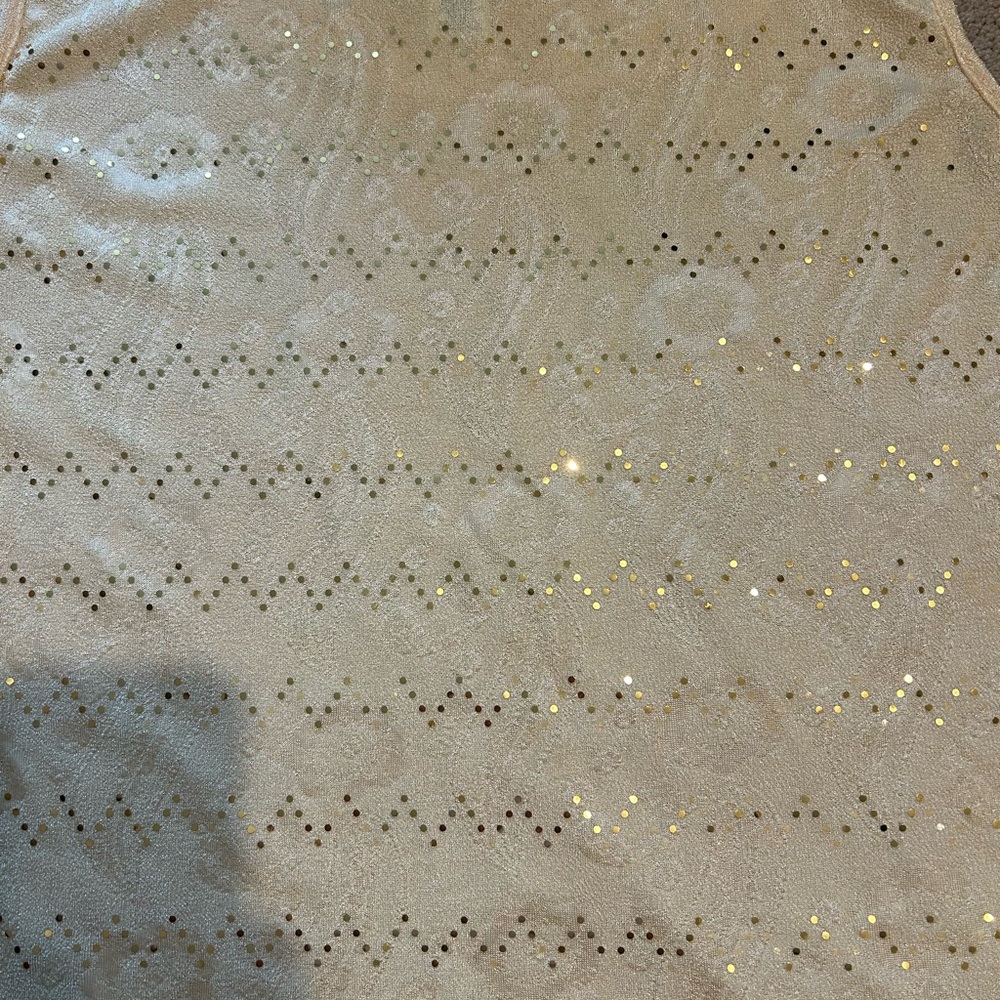 Cream Eyelet Lace Tank Top Scalloped Hem Sequin Detail Boho Feminine L - Picture 6 of 7